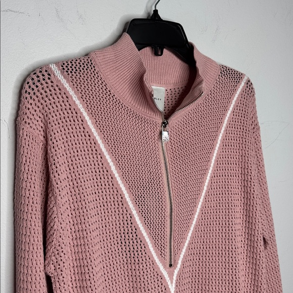 Varley Women's Calva Cotton Open Knit Sweater Pink Mauve 1/2 Zip NWT - Picture 8 of 10